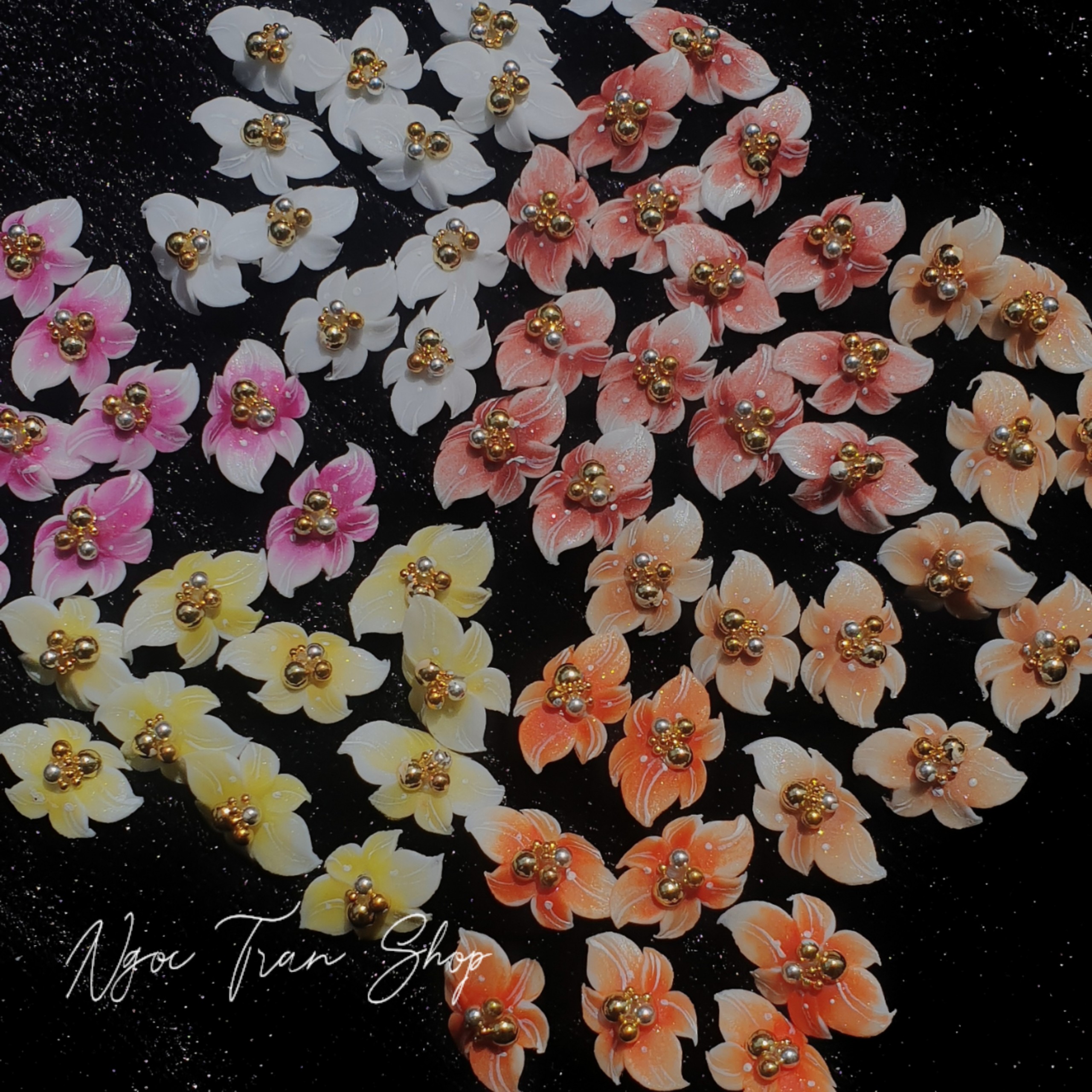 Hoa Cánh Nhọn Nhụy Bi | Hoa Bột Đính Móng 9HE