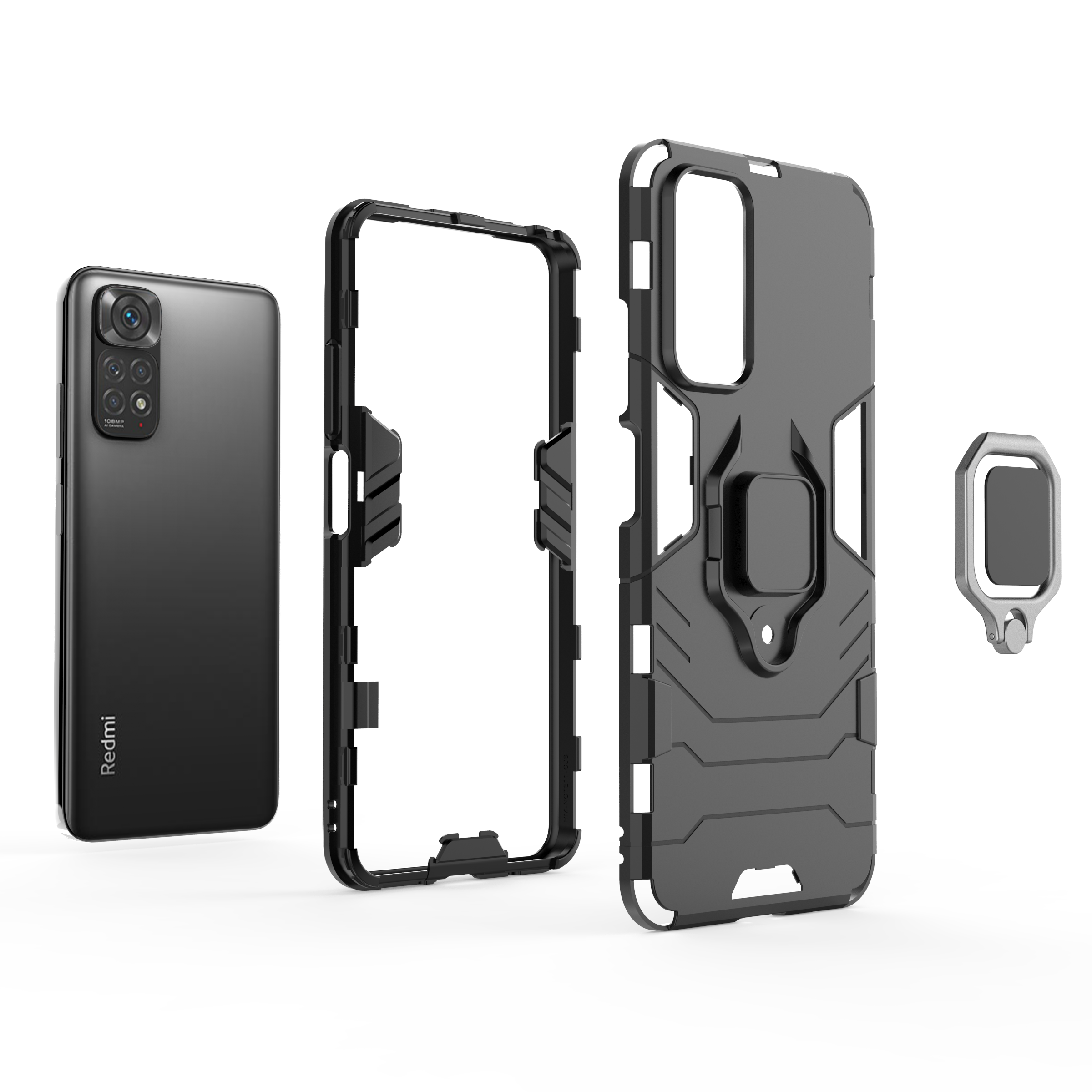 Lenuo Ốp Lưng Cho Xiaomi Redmi Note 11S Note 11 Pro 5G Note 8-Ốp Lưng Silicon TPU Và PC Cứng Hai Lớp Chịu Lực Nặng Giá Đỡ Vòng Kim Loại Chống Sốc Ốp Lưng Điện Thoại