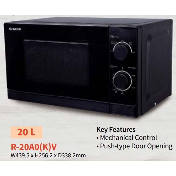 SHARP 20L MICROWAVE OVEN 800W R20A0(K)V R20A0(S)V Lazada Singapore