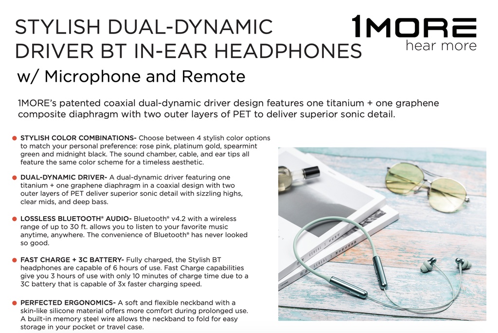 1More Stylish Dual Driver Bluetooth In-Ear Headphones1More