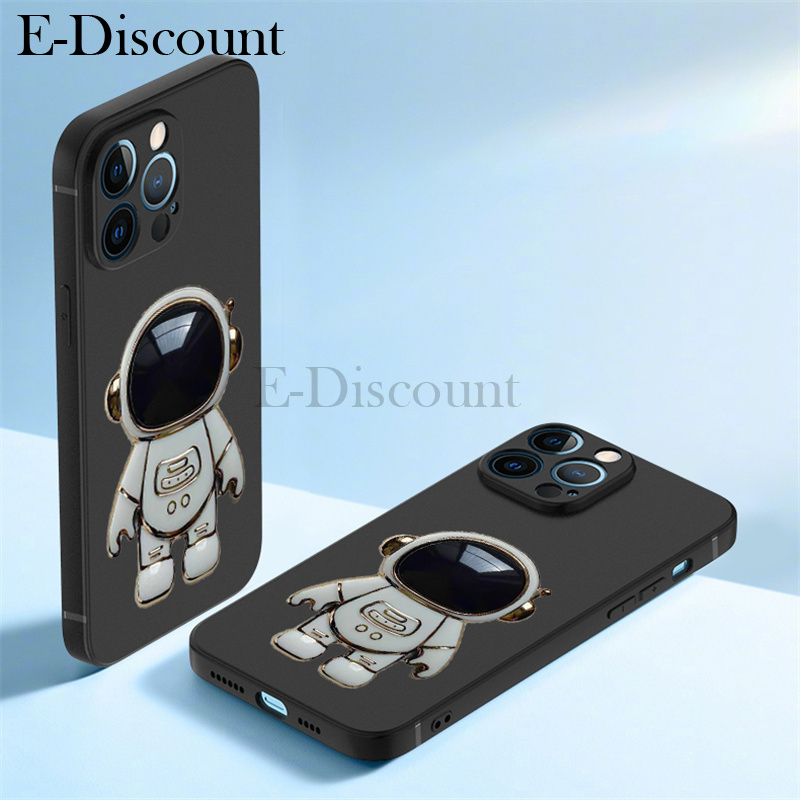 Cartoon Astronaut Stand Phone Case for ZTE Blade A35 A55 Smooth Dustproof Soft TPU Back Cover Design. 