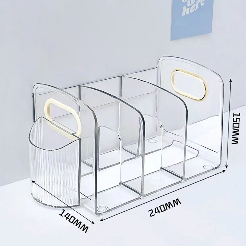 Acrylic transparent book stand bookshelf divider book stand book clip fixed book storage desktop storage box