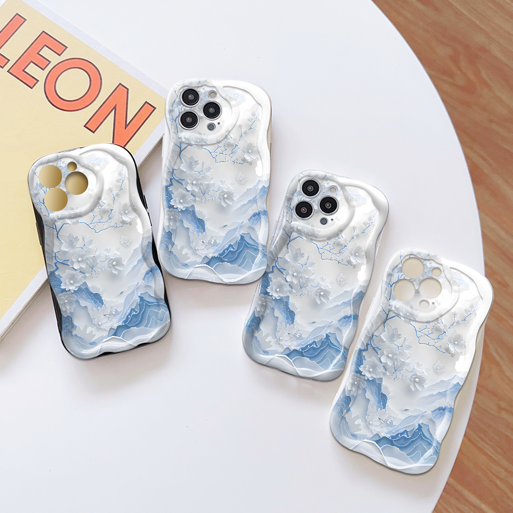 YYDS for Redmi Note 9 Pro Note 9S Note 9 Pro Max Back Cover Proud Snow Plum Cream Texture Wavy Edge Soft Silicone Mobile Cover. 