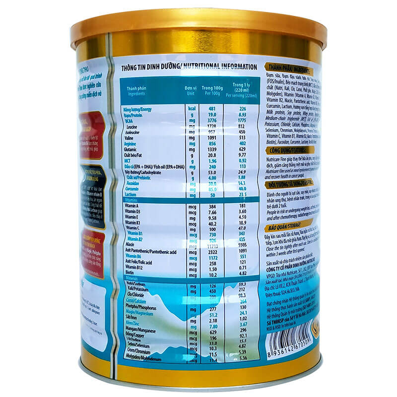 Sữa Nutricare Fine 900g (Dành cho người ung thư)