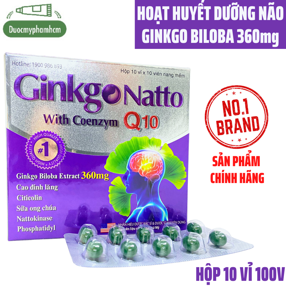 Viên Uống Bổ Não Ginkgo Natto Q10 Tím, Tăng Cường Tuần Hoàn Não