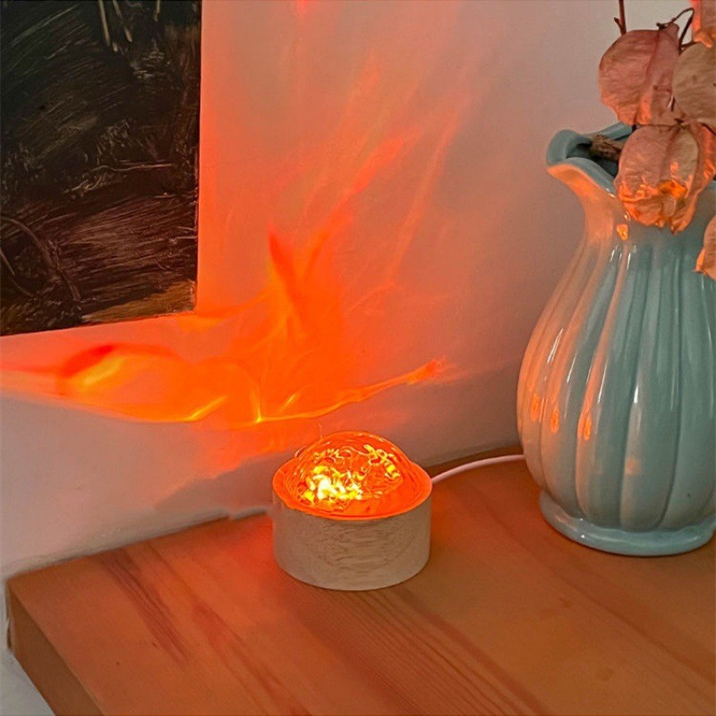YONUO Light and shadow table lamp rotating water pattern lamp night light projection aurora flame bedside atmosphere lamp bedroom gift