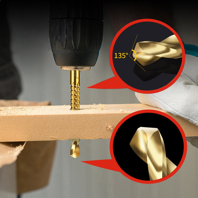 2/3/6pcs Twist Drill Bit Set Serrated Titanium Plated Hss Screw Thread Bit Screw Metric Composite Tap Drilling Polishing Tools. 