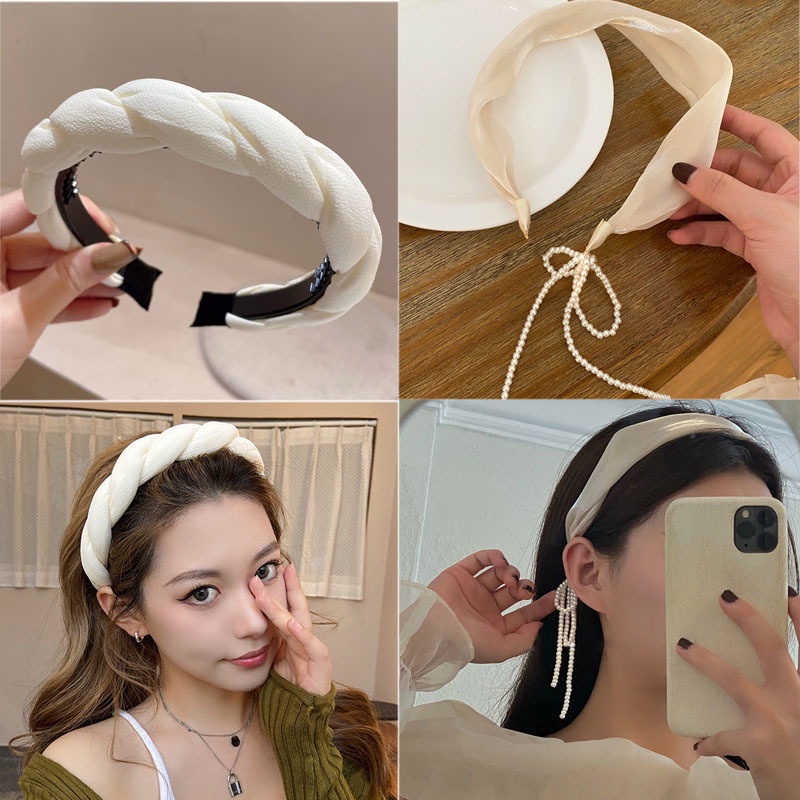 （Mới）Băng Đô Màu Trắng Thời Trang Thanh Lịch Dành Cho Nữ
