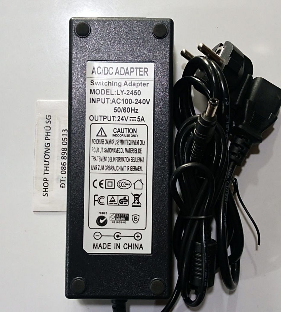 [HCM]Bộ chuyển nguồn Adapter DC: 24V - 5A (Đầu lớn - Chuẩn cắm 5.5mm X 2.1~2.5mm)
