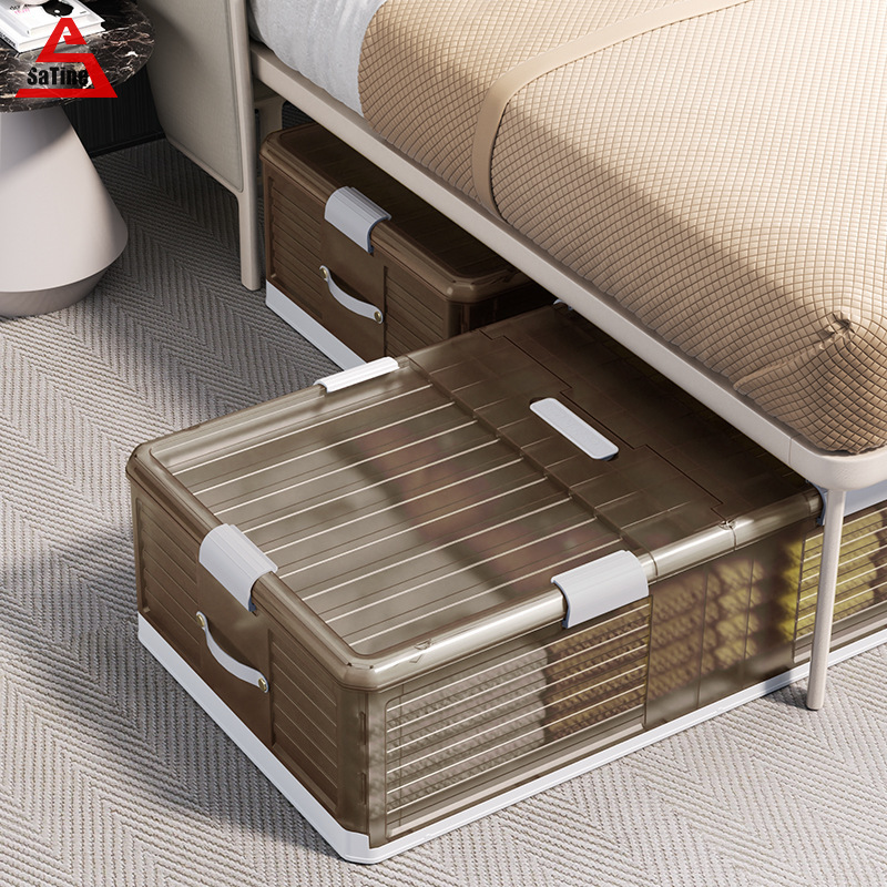 Folding storage cabinet under the bed, flat household storage box with wheels, drawer-type thickening storage box, compression storage box
