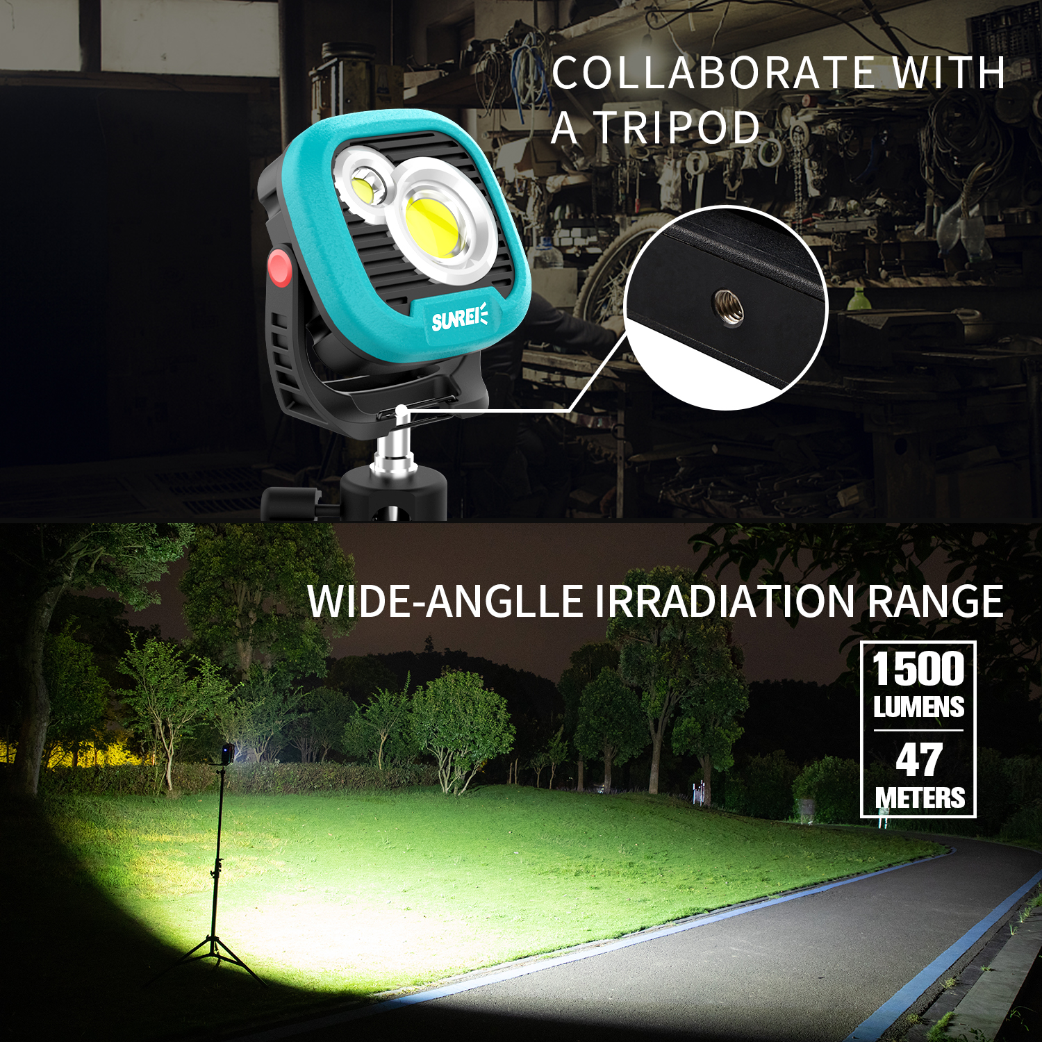 SUNREE C1600 360 Degree Work Light Portable LED Light Tripod Construction Light Work Lamp