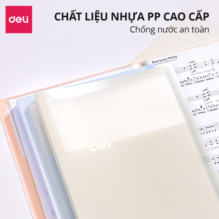 File Tài Liệu File Lá Học Sinh Deli Đa Năng A4 Kẹp Lá Tệp Đựng Tài Liệu Đựng File Siêu Âm 40 60 Trang Màu Pastel - Hình ảnh 8