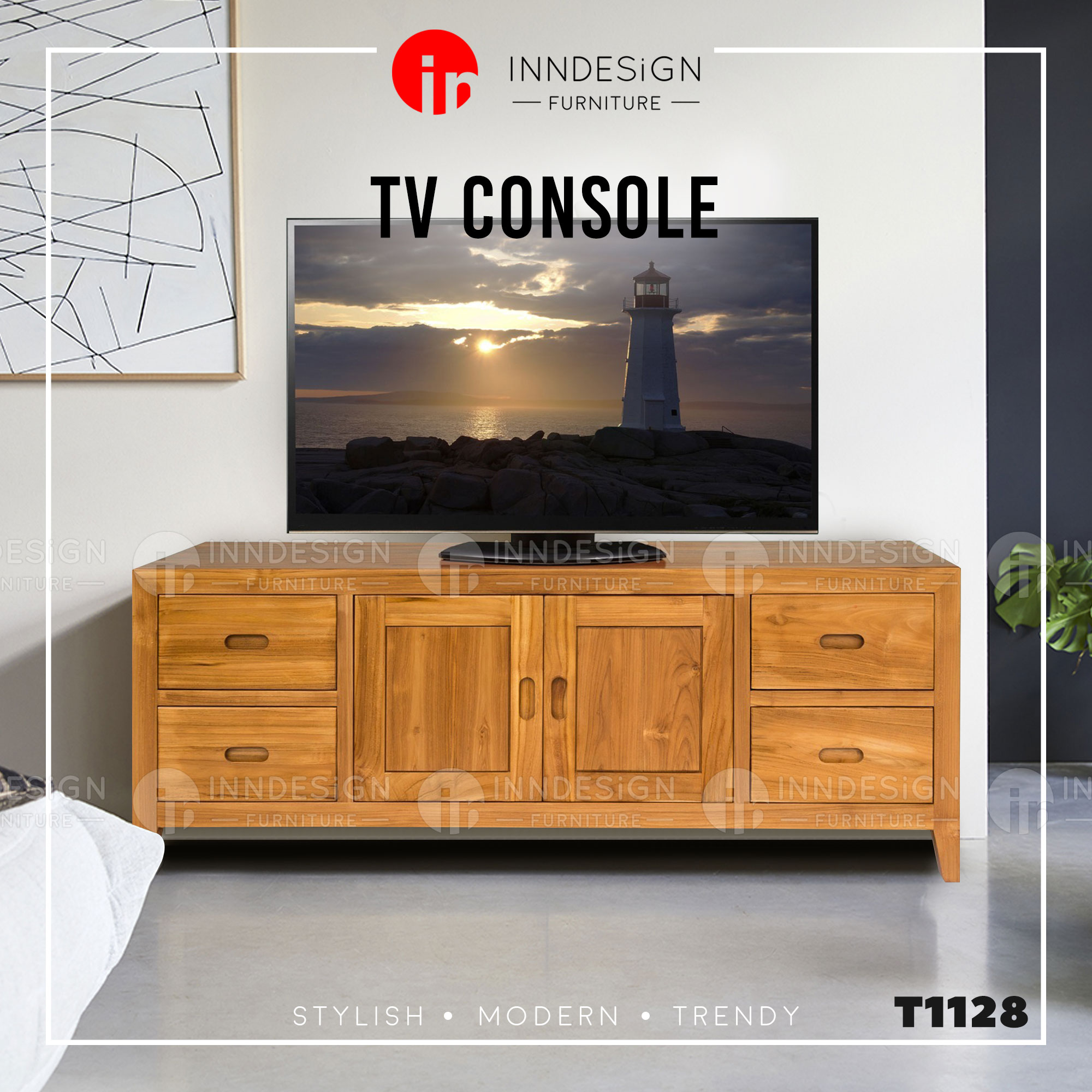 Dnaaya Solid Teak Wood Tv Console / Tv Cabinet | Lazada Singapore