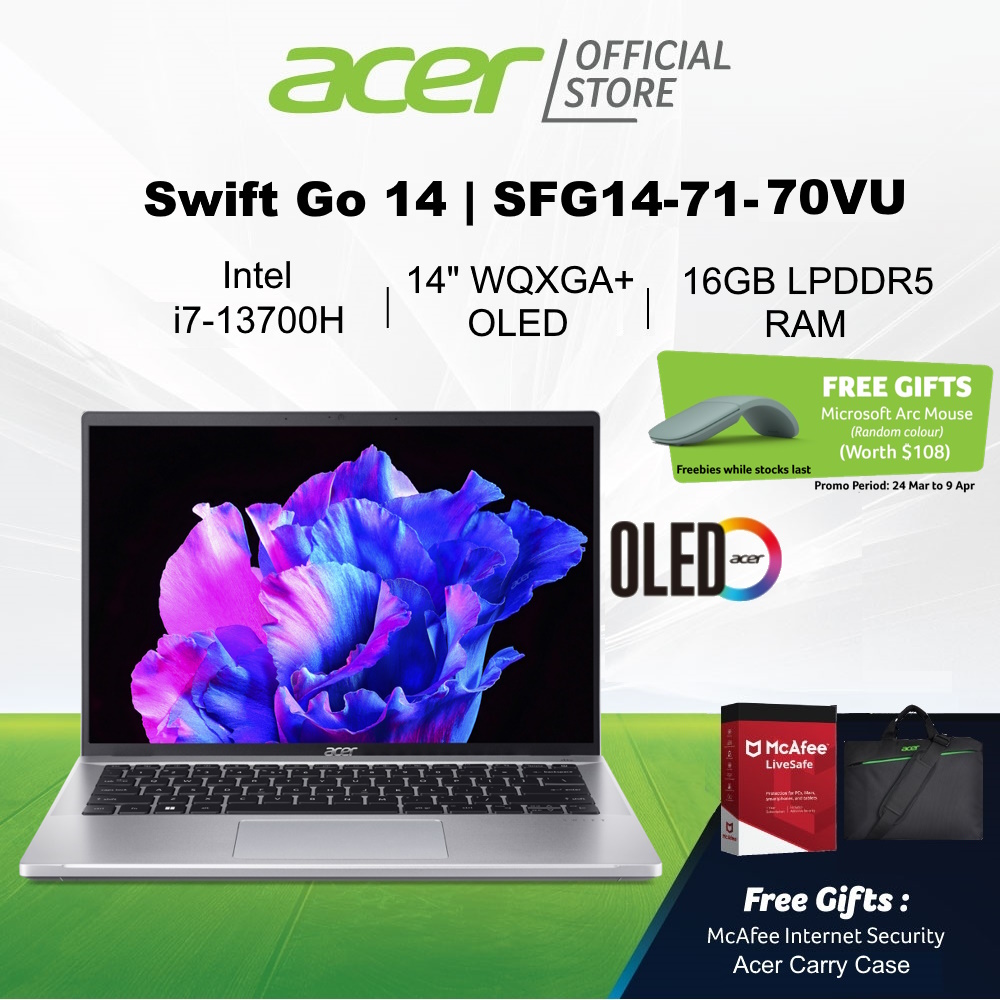 [OLED Display] Acer Swift Go 14 | SFG14-71-70VU 14-Inch WQXGA+ 2.8K(2880x1800) Display Laptop | Intel i7-13700H.121515