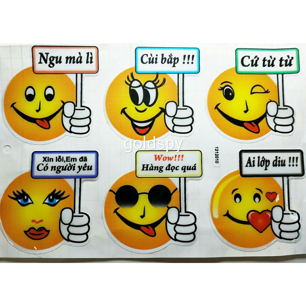 Tem dán xe máy - tem decal 3 lớp hình mặt cười cute