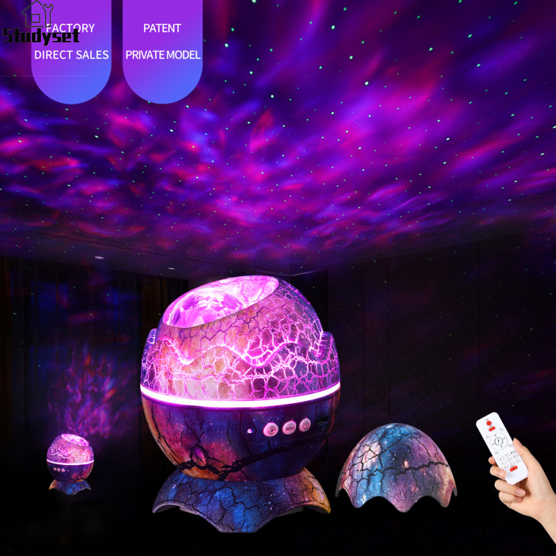 Studyset IN stock Led Dinosaur Eggs Shell Galaxy Starry Projector Bluetooth-compatible Remote Control Night Lights Children Gift