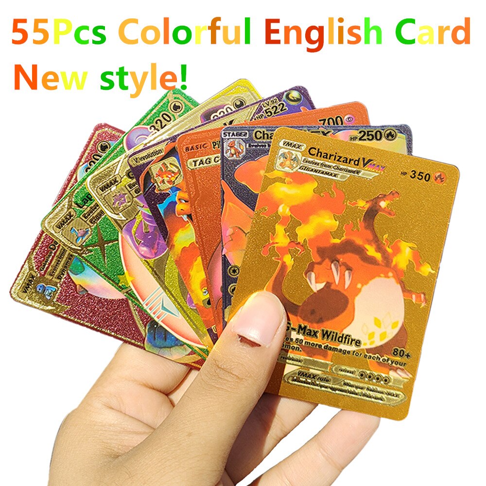 Pokemon Card Black Silver English French Spanish German Cards Vmax GX Charizard Anime Collection Toy Birthday Gifts