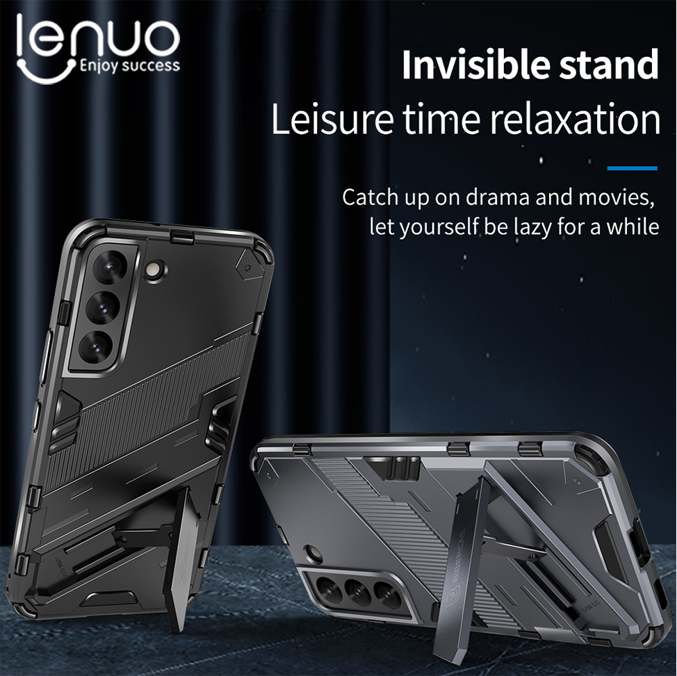 Lenuo Punk-Casing For Samsung Galaxy S22 / S22+ / S22 Plus / S22 Ultra Back Cover Eight-Color Anti-Fall And Anti-Slip Phone Bracket Lens Protection Cover Lovers Case