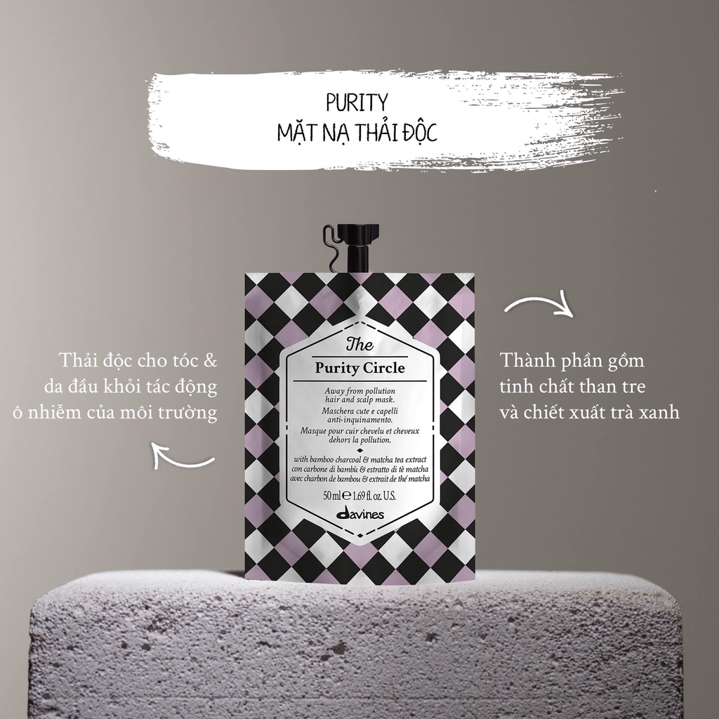 Mặt nạ thải độc cho da đầu davines the purity circle 50ml