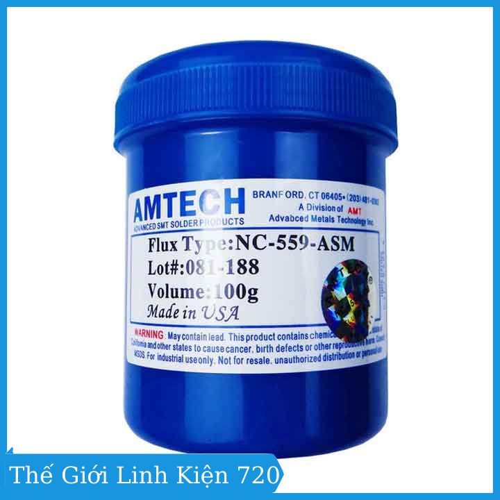 Mỡ hàn Amtech NC-559-ASM mỡ trắng lọ màu xanh cao cấp