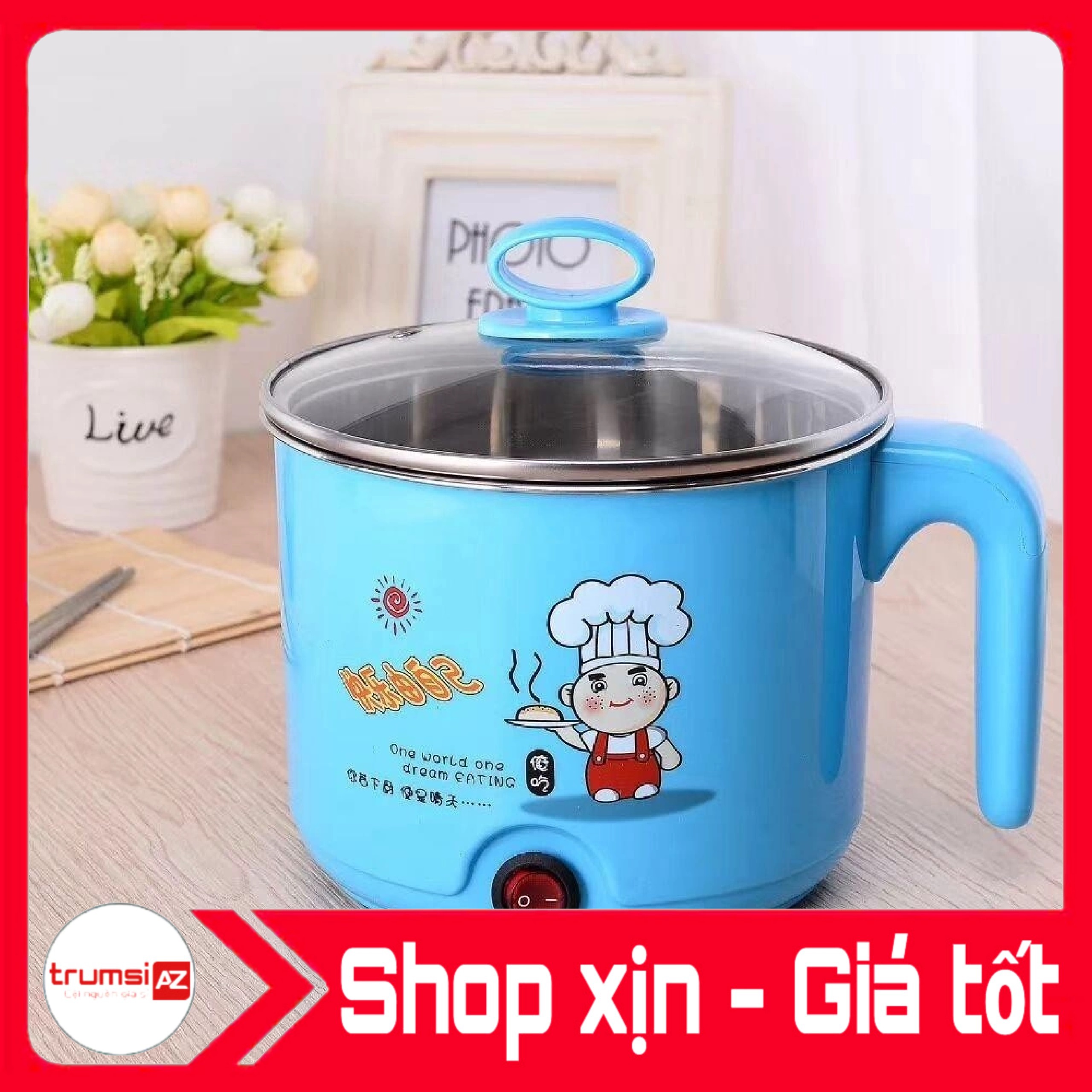 Ca nấu mì 18cm có nắp. Ca nấu mì nắp kính tiện lợi