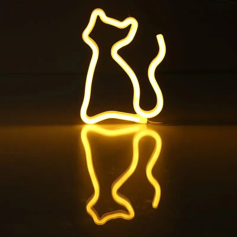 USB LightHoliday Decor Neon Night Light Cat Shaped LED Red Lamp For Baby