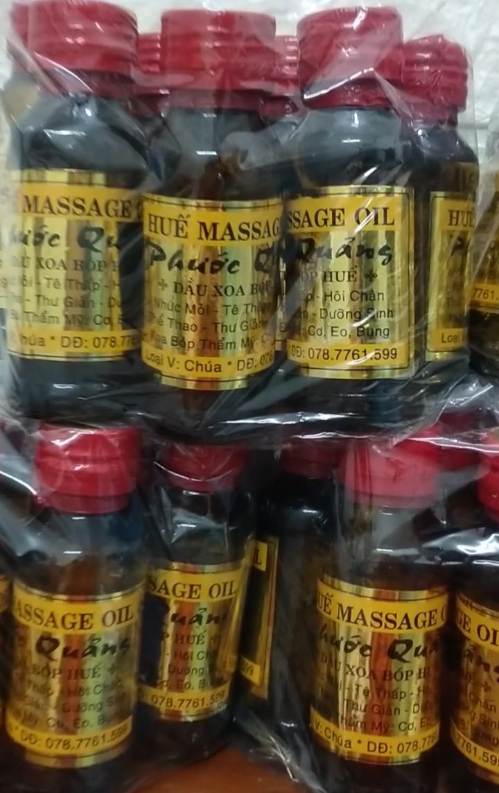Bộ 5 Dầu xoa bóp Huế PHƯỚC QUY ( massage 5 lọ x 60ml chai thủy tinh , loại đặc biệt )