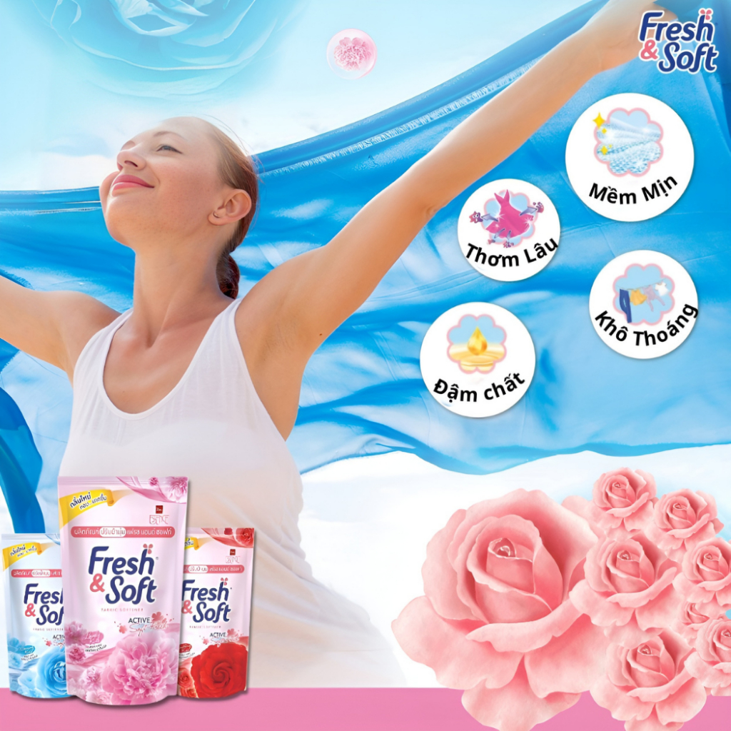 Combo 3 túi Nước Xả Fresh & Soft Thái Lan 550ml Mềm Vải