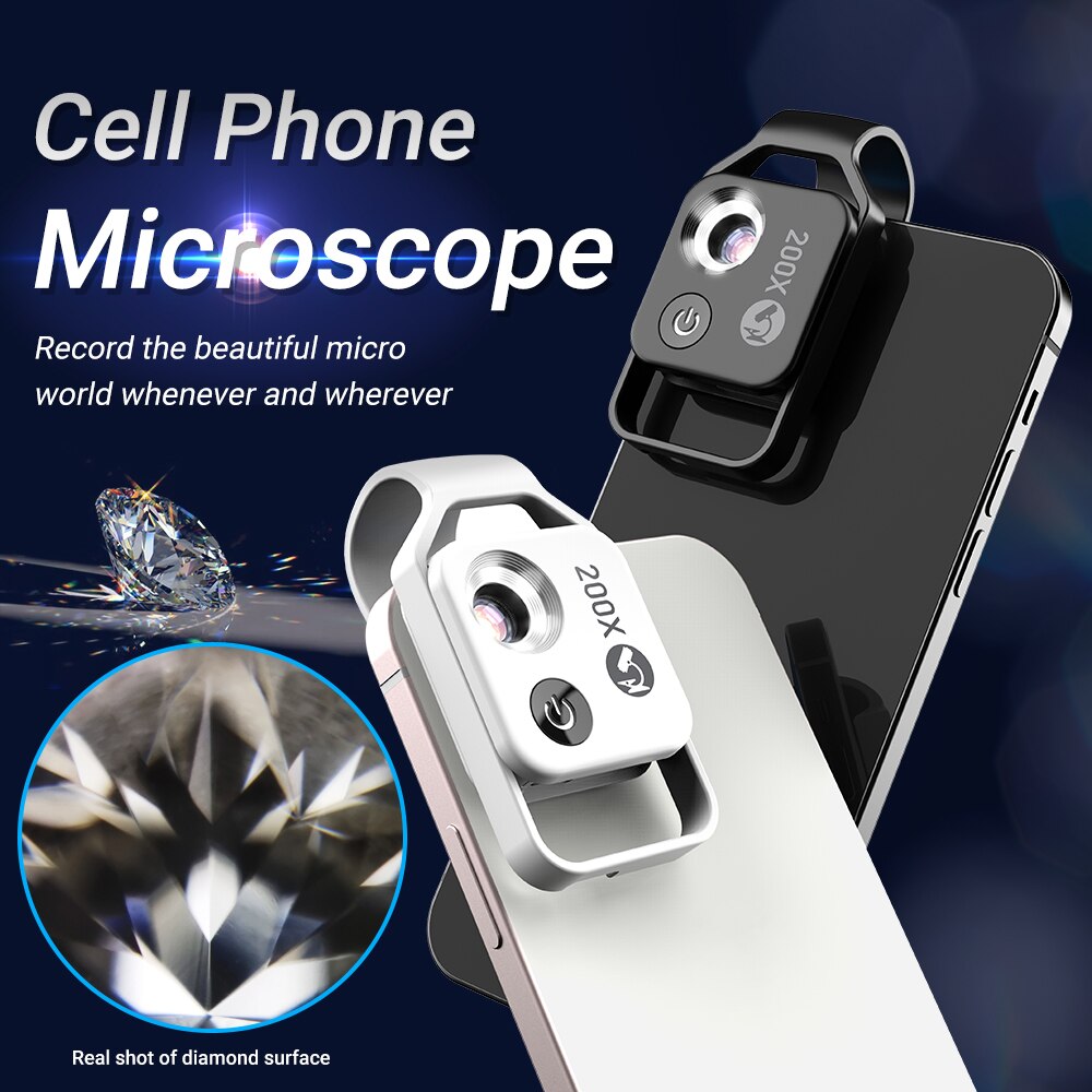 Apexel kỹ thuật số 200X ống kính hiển vi với CPL di động dẫn hướng dẫn đèn chiếu sáng Micro Túi Ống kính supermacro cho thích hợp cho điện thoại Samsung