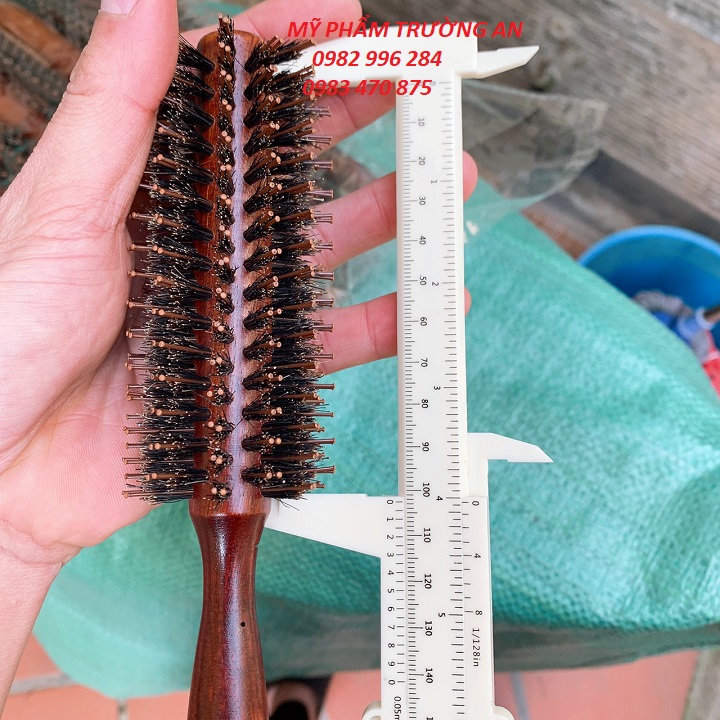 Lược sấy tóc cán gỗ, lược tròn