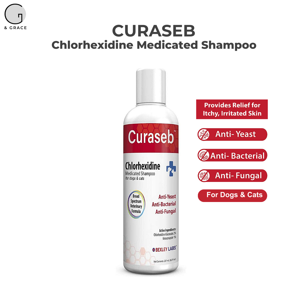 Curaseb antifungal & store antibacterial chlorhexidine shampoo