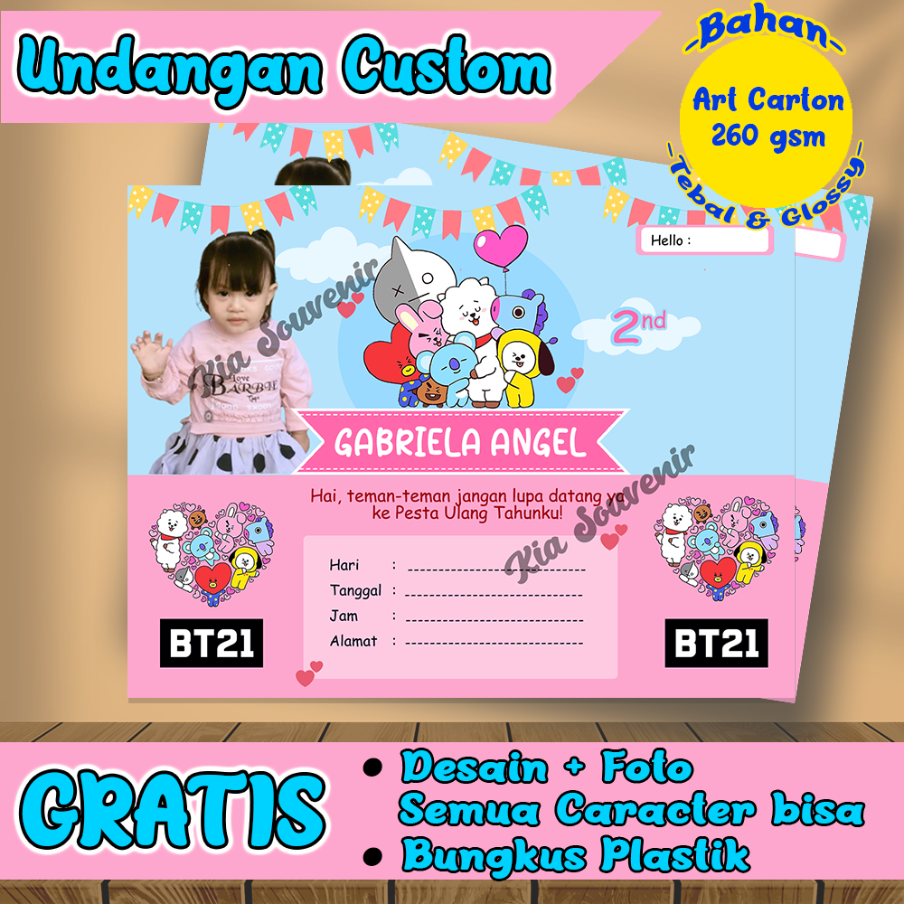(80pcs) Undangan Ulang Tahun / Kartu Ultah / Label AQIQAH / Label