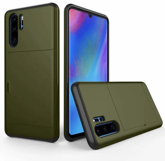 For huawei p30 pro case hard armor phone case for huawei p30 pro p30pro wallet credit card holder slide protect cover for p30