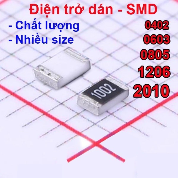 Điện trở dán 1206 - giá trị 0r đến 56r, ±1% ||