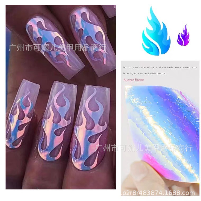 Sticker Lửa Dạ Quang Ngọn Lửa Mẫu Mới set 16 tấm nail
