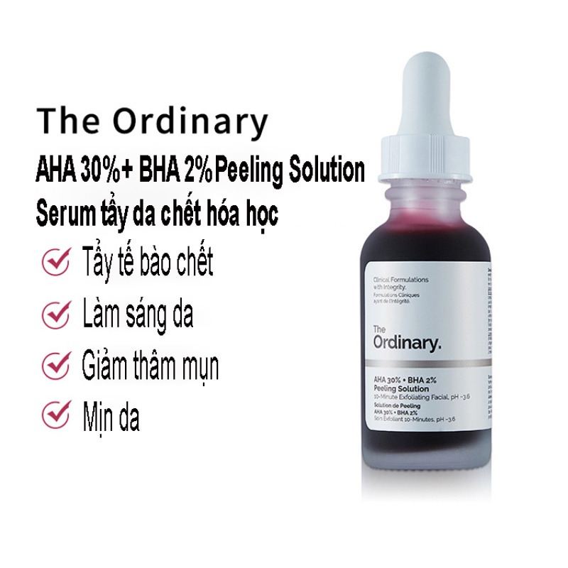 Tẩy da chết Peel da AHA 30% + BHA 2% Peeling Solution The Ordinary 30ml Duduhouse