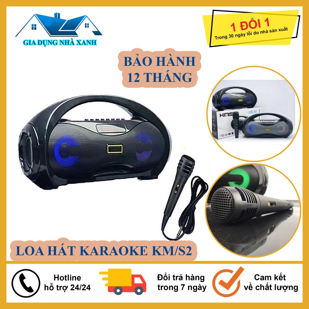 [Tặng mic dây] Loa Bluetooth Kimiso KM-S2 chất âm cực hay kèm míc hát Karaoke
