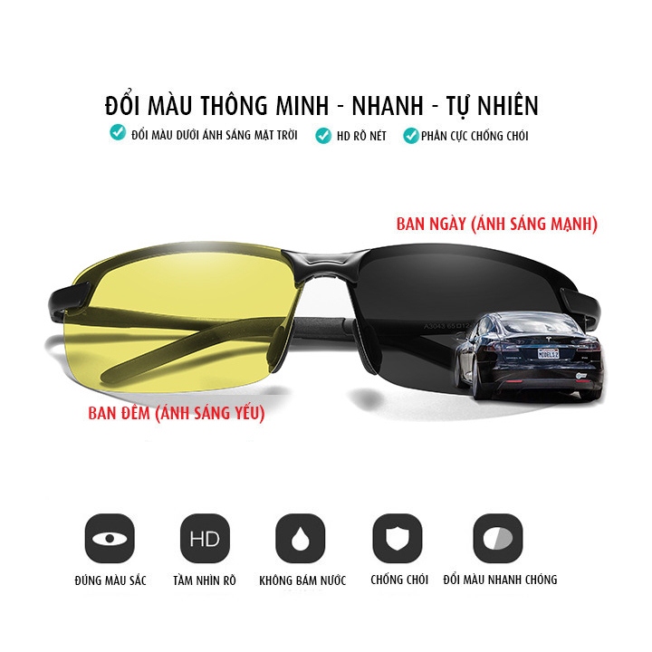🕶️ Kính Mát Đổi Màu Nam Nữ AVIATOR 8003 – Gọng Nhôm Magiê Siêu Nhẹ, Tròng Polarized Chống Lóa & UV400
