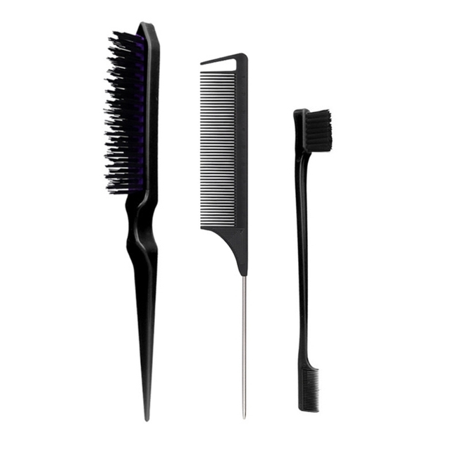 【Innovative】 3pcs Slick Back Hair Brush Set With 1 Pcs Bristle Hair Brush 1 Pcs Brush.