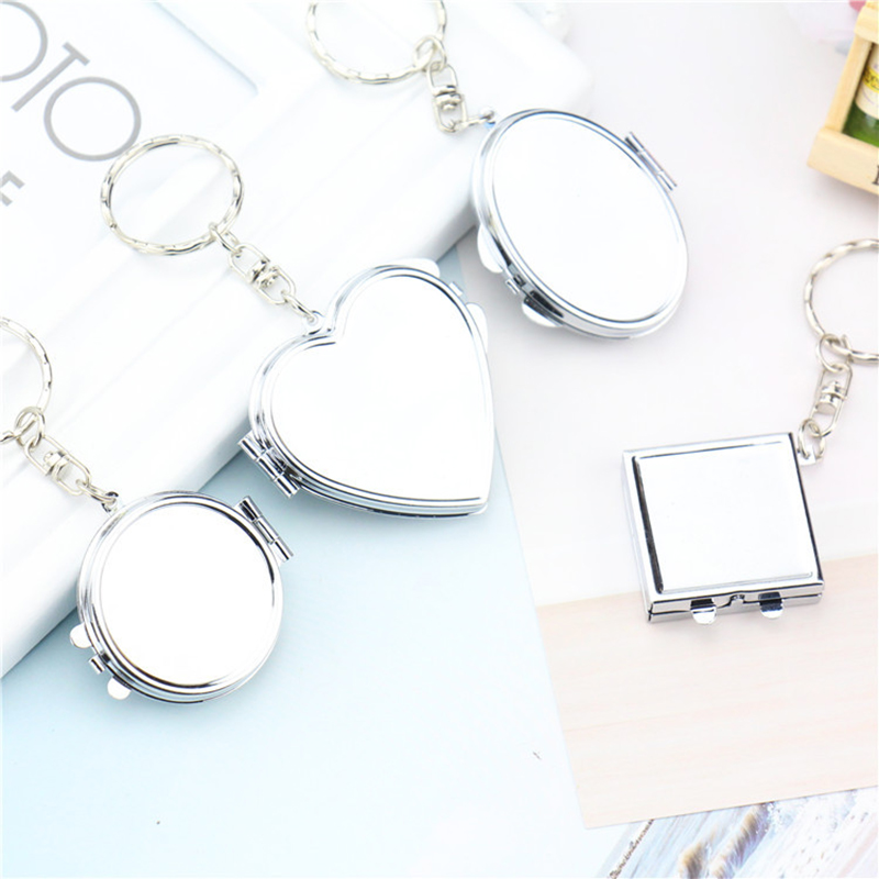 Travel Vanity Mirror Mini Round Mirror Portable Makeup Mirror Keychain Mirror Double-Sided Folding Mirror