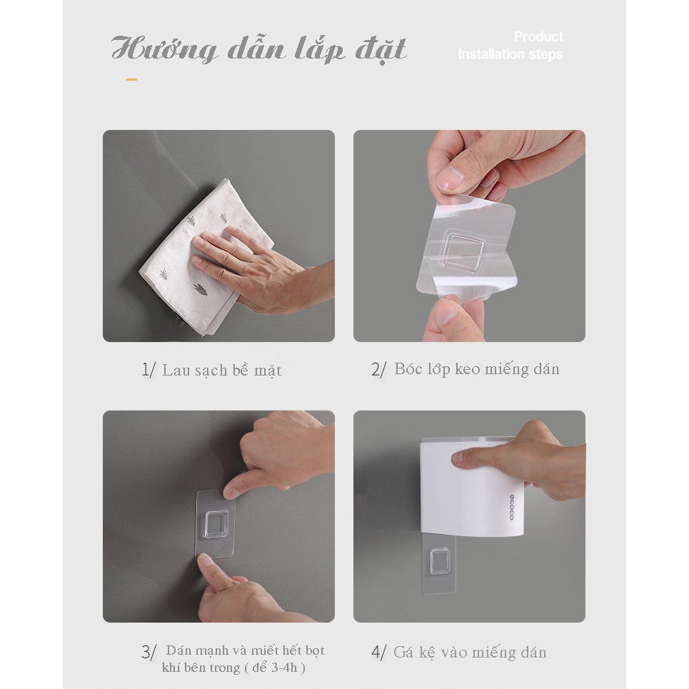 Kệ để Bàn Chải Kem Đánh Răng Ecoco Mini dán cường lực siêu chắc