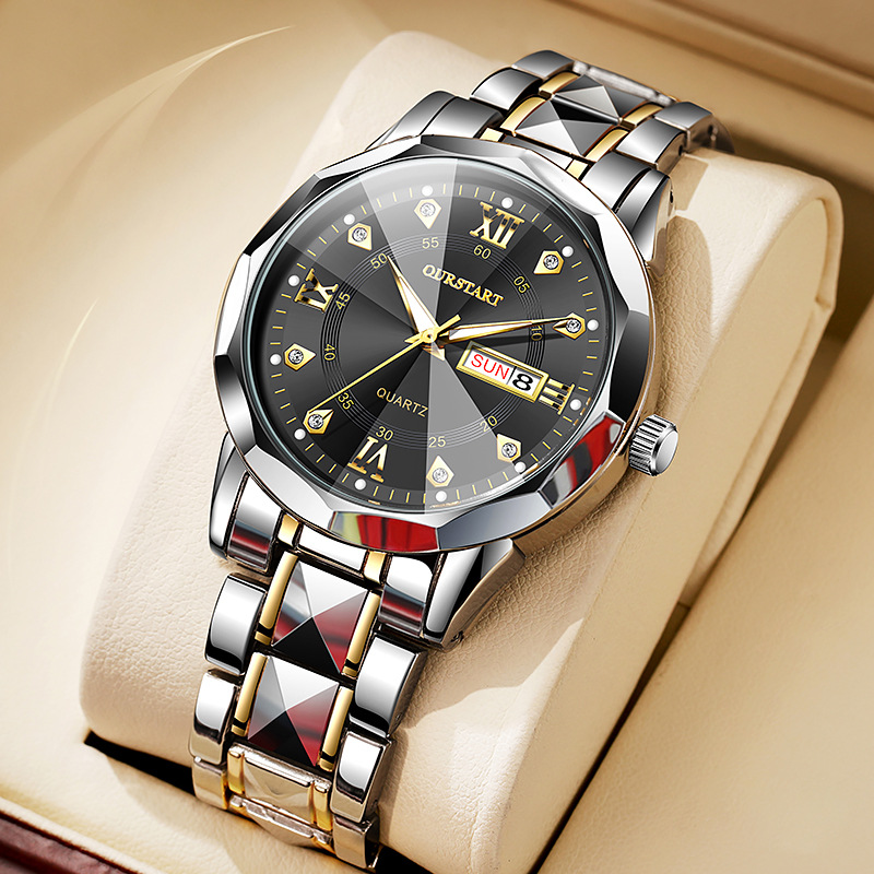 New Niche Men's Watch - High-end Style with Alloy Steel Strap and Quartz Analog with Backlight Date Display.
