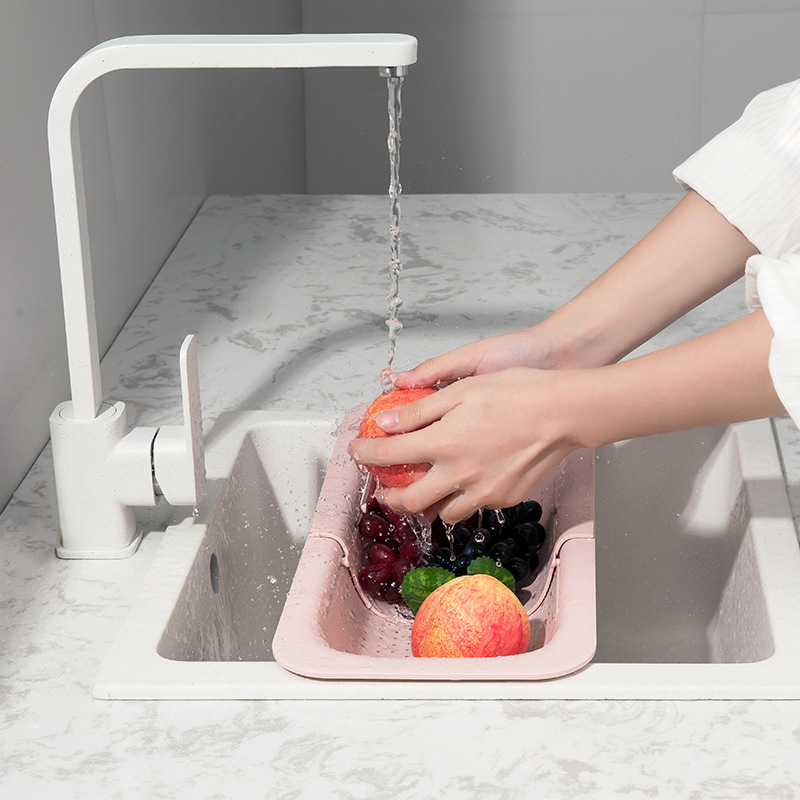 Household sink fruit drain storage basket kitchen thickened telescopic drain rack sink rack