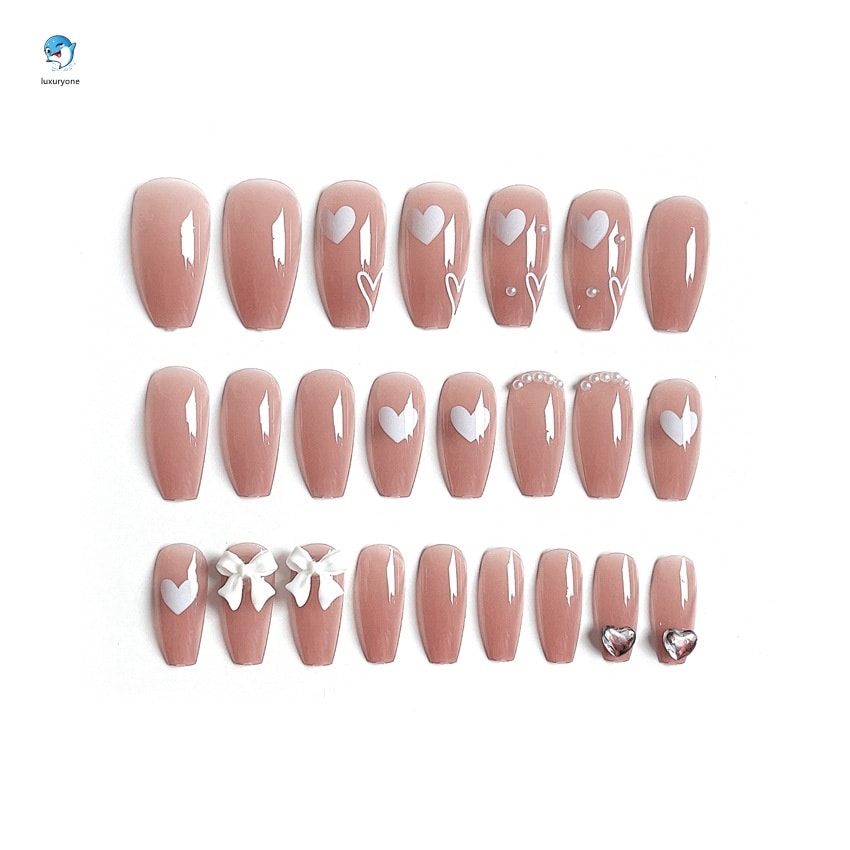 Bộ 24 Móng tay giả , nail giả A148 , móng nhọn (kèm keo dán móng tay )