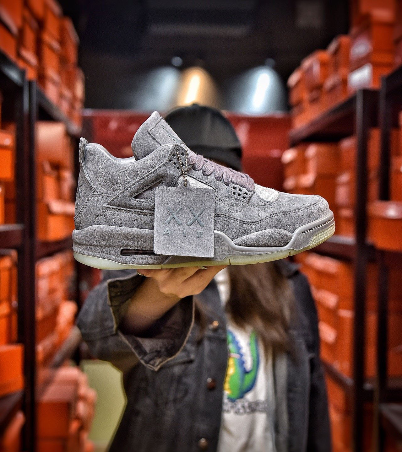 nike air jordan 4 kaws gray basketball shoes