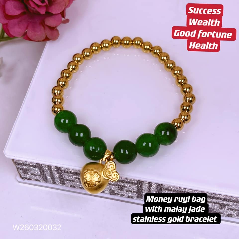 money ruyi bag with malay jade stainless gold bracelet | Lazada PH