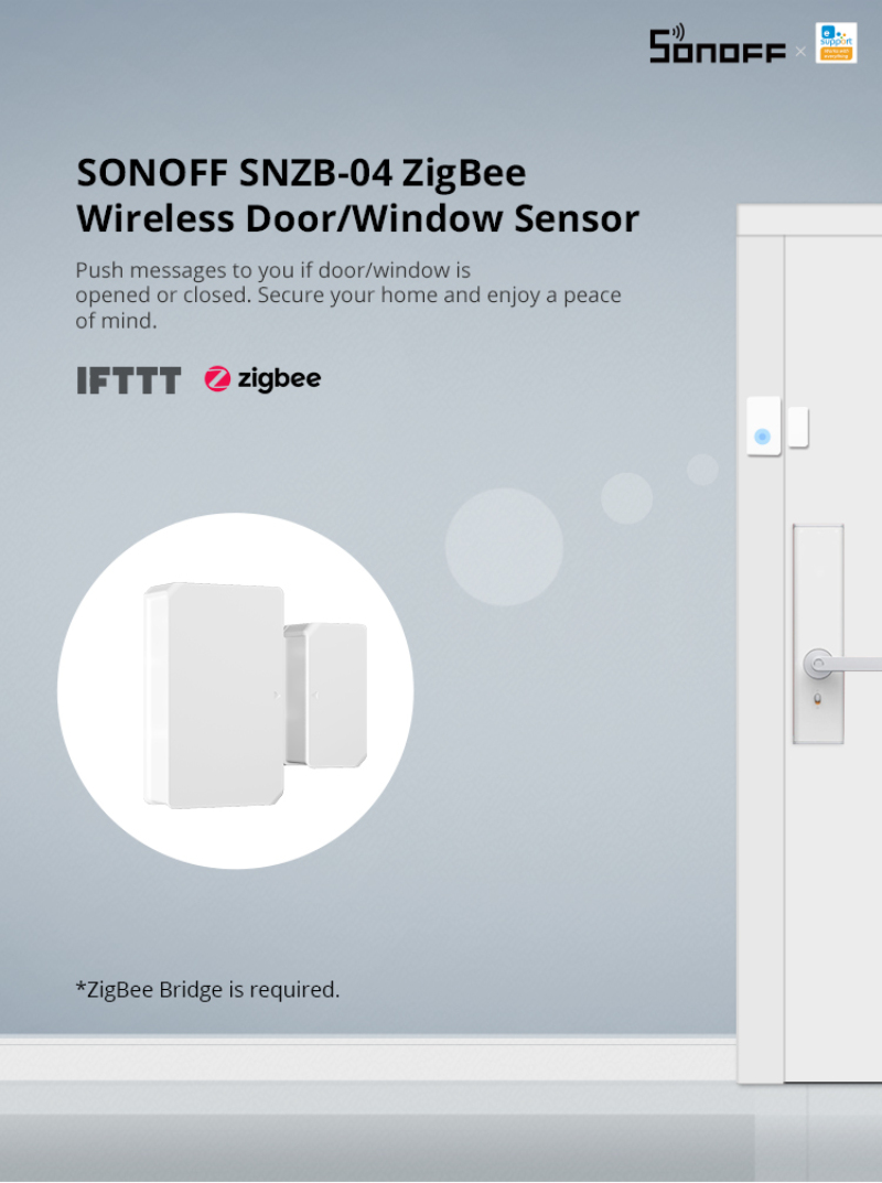 【Kittool】Sonoff SNZB-04 ZigBee cửa thông minh và cảm biến cửa sổ Sonoff thiết bị cảm biến cảm biến bên trong cửa nhà cảm biến thiết bị cảm biến con người ZigBee Cầu Cảm biến nhiệt độ