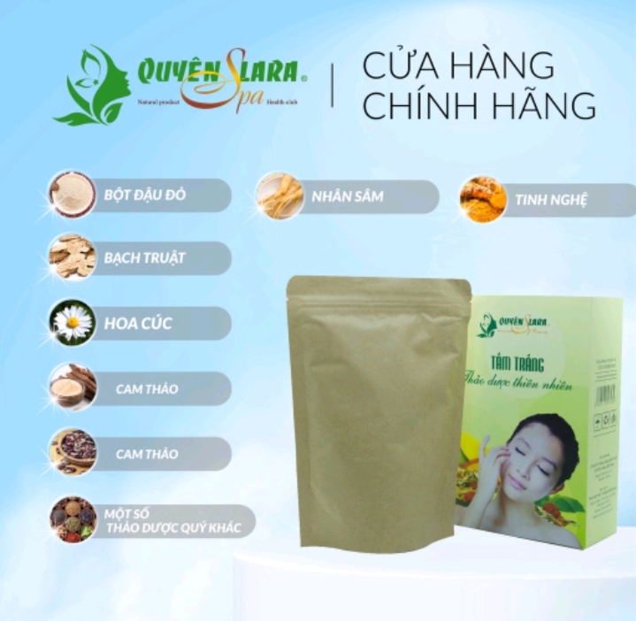 Bột tắm trắng thảo dược Quyên lara 320g [chính hãng _hàng cao cấp]