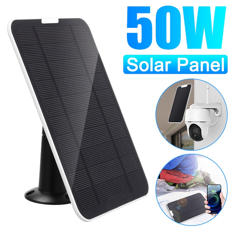 50W Micro Waterproof Solar Panel for Security Camera Outdoor Solar Power Charger with 3m/10Ft 5V USB Charging Cable