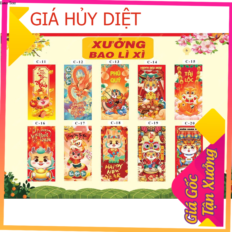 100 bao lì xì chọn mẫu 2024, bán lẻ giá sỉ, bao lì xì tết